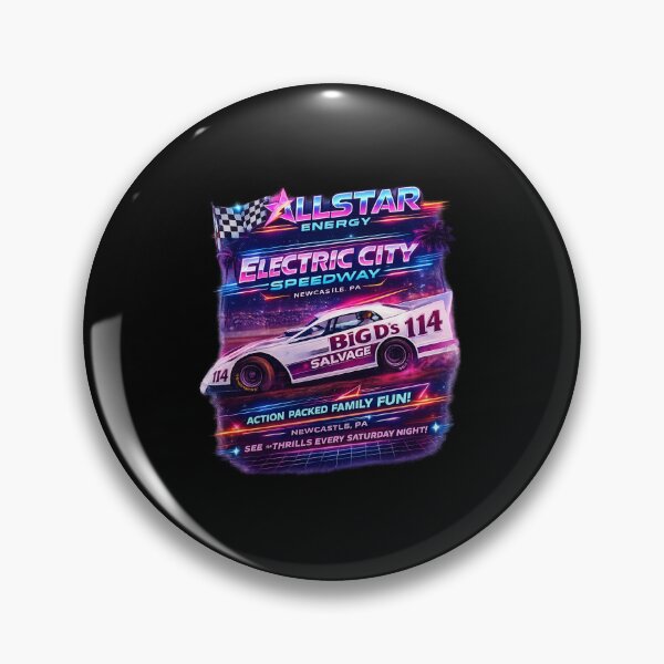 Item preview, Electric City Speedway 114 Retro Neon Racing Poster designed and sold by MACodDesigns.