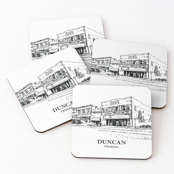 Item preview, Duncan OK - Ink Cityscape Illustration designed and sold by Lakeric Cityscapes.