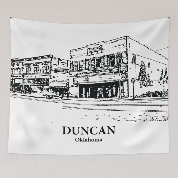 Item preview, Duncan OK - Ink Cityscape Illustration designed and sold by Lakeric Cityscapes.