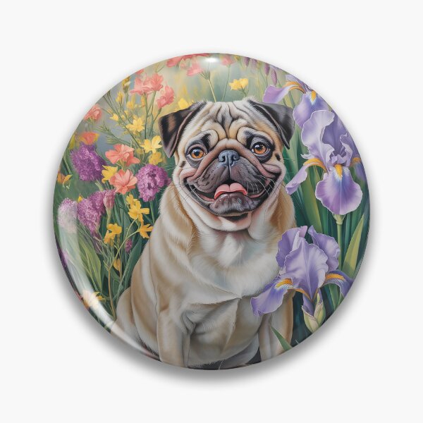 Item preview, Pug Fawn in Iris Garden Throw Blanket designed and sold by candiscamera.