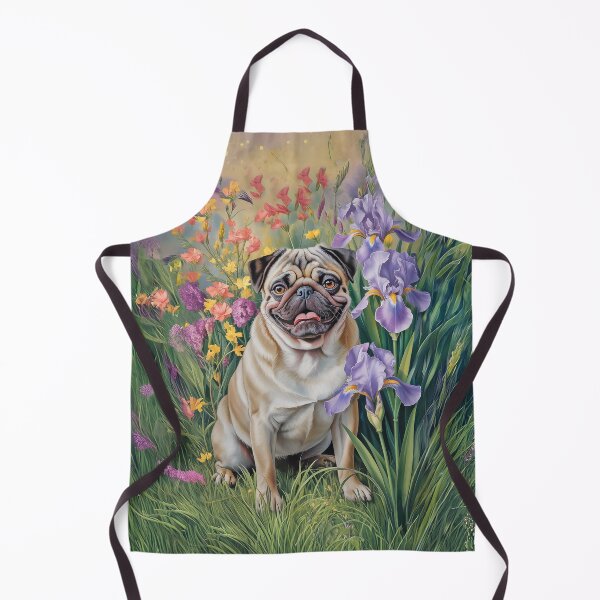 Item preview, Pug Fawn in Iris Garden Throw Blanket designed and sold by candiscamera.