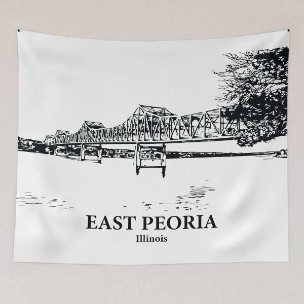Item preview, East Peoria IL - Ink Cityscape Illustration designed and sold by Lakeric Cityscapes.