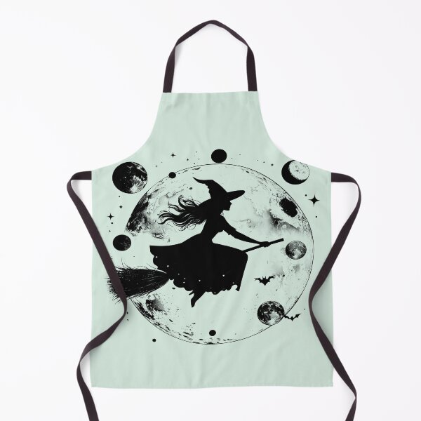 Item preview, Silent magic, witch on a broomstick surrounded by moons designed and sold by LiskoDesign.