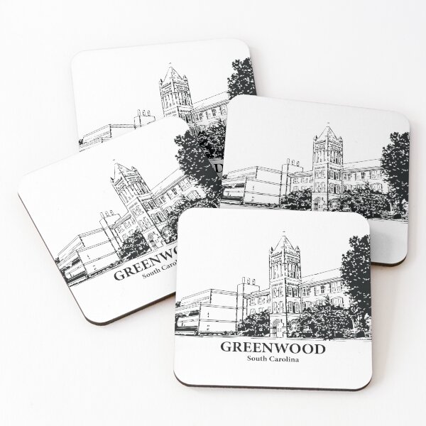 Item preview, Greenwood SC - Ink Cityscape Illustration designed and sold by Lakeric Cityscapes.
