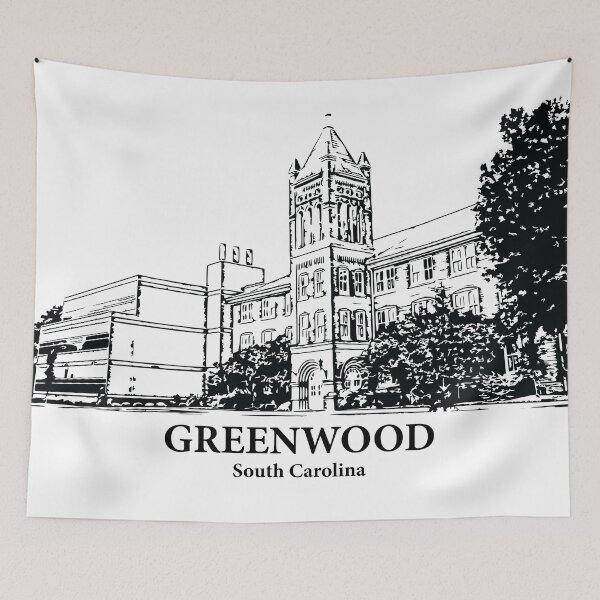 Item preview, Greenwood SC - Ink Cityscape Illustration designed and sold by Lakeric Cityscapes.