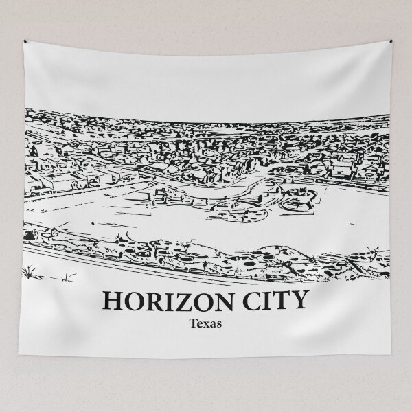 Item preview, Horizon City TX - Ink Cityscape Illustration designed and sold by Lakeric.