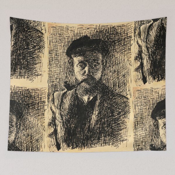 Item preview, Autoportrait a La Pipe by Henri Matisse: Expressive Ink Portrait Study designed and sold by artofuniverse.