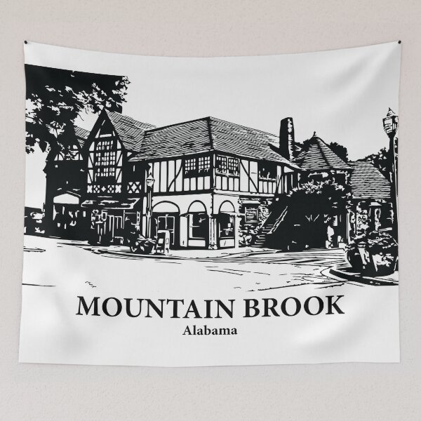 Item preview, Mountain Brook AL - Ink Cityscape Illustration designed and sold by Lakeric Cityscapes.