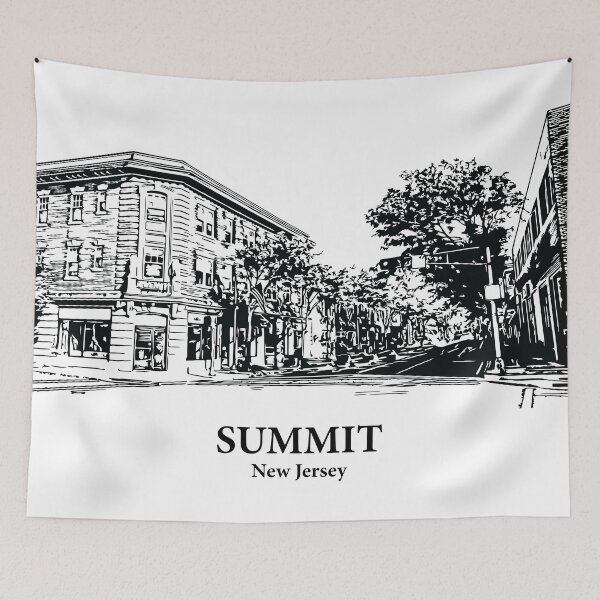 Item preview, Summit NJ - Ink Cityscape Illustration designed and sold by Lakeric Cityscapes.