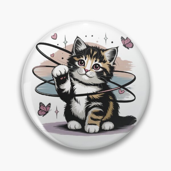 Item preview, Atomic Cat Watercolor Abstract Pink Butterfly Kitten Heart designed and sold by JediKittenWars.