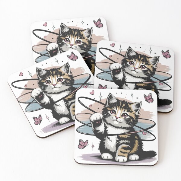 Item preview, Atomic Cat Watercolor Abstract Pink Butterfly Kitten Heart designed and sold by JediKittenWars.