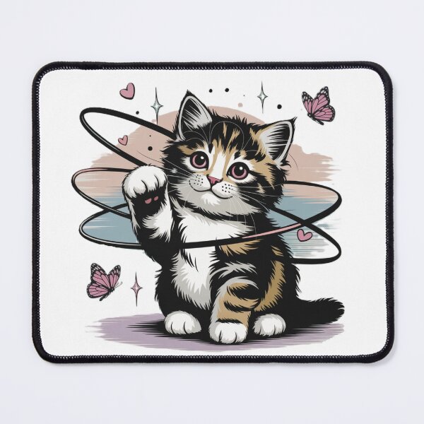 Item preview, Atomic Cat Watercolor Abstract Pink Butterfly Kitten Heart designed and sold by JediKittenWars.