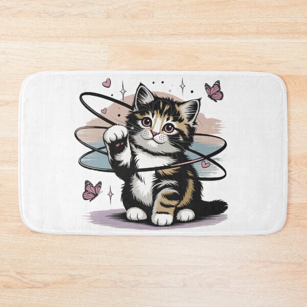 Item preview, Atomic Cat Watercolor Abstract Pink Butterfly Kitten Heart designed and sold by JediKittenWars.