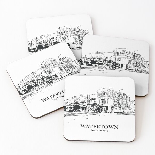 Item preview, Watertown SD - Ink Cityscape Illustration designed and sold by Lakeric Cityscapes.