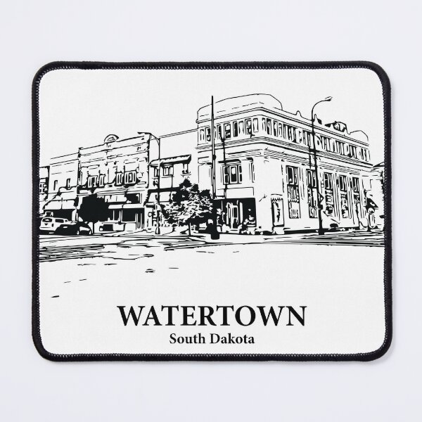 Item preview, Watertown SD - Ink Cityscape Illustration designed and sold by Lakeric Cityscapes.