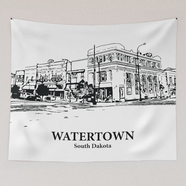 Item preview, Watertown SD - Ink Cityscape Illustration designed and sold by Lakeric Cityscapes.