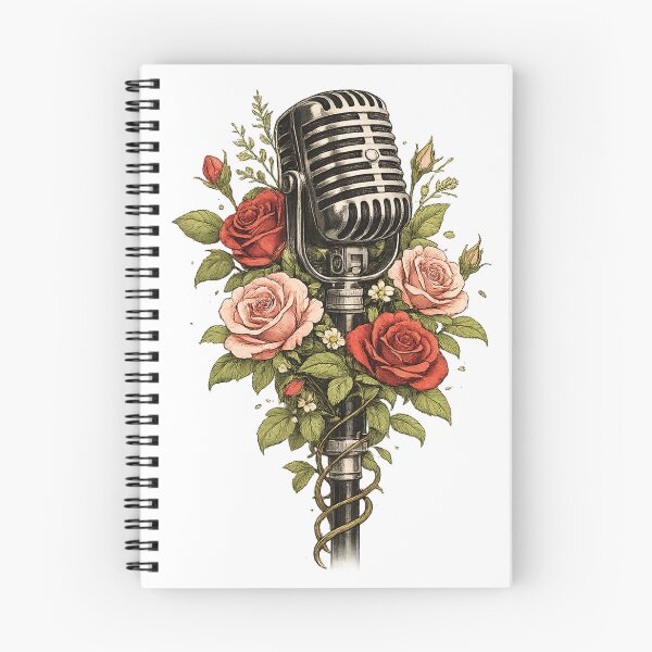 Item preview, Vintage Microphone with Roses - Retro Music Floral Art Singer Gift Design designed and sold by Greemo03.