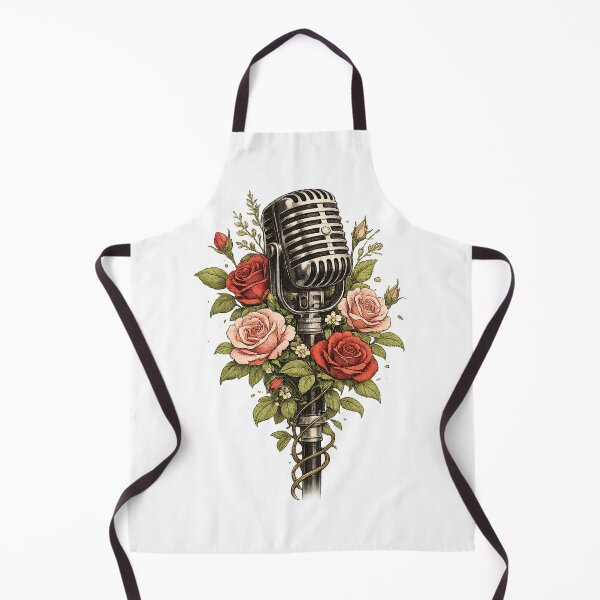 Item preview, Vintage Microphone with Roses - Retro Music Floral Art Singer Gift Design designed and sold by Greemo03.