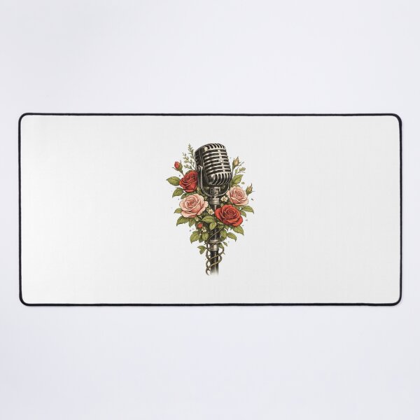 Item preview, Vintage Microphone with Roses - Retro Music Floral Art Singer Gift Design designed and sold by Greemo03.