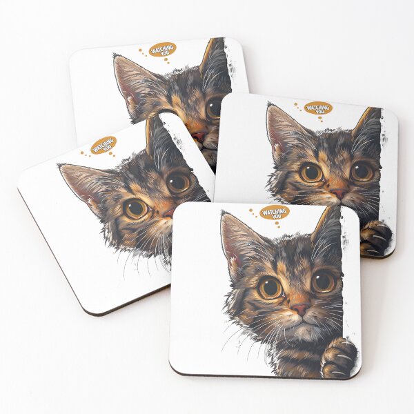 Item preview, Peeking Cat Watching You Meme Sticker designed and sold by NeonKinPrints.