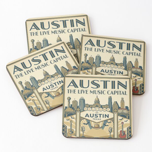 Item preview, Austin The Live Music Capital Art Deco designed and sold by BrickByDream.