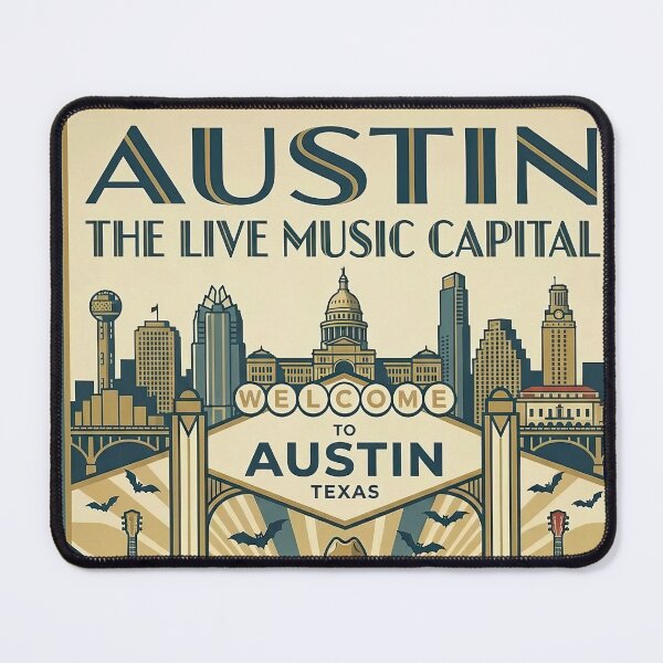 Item preview, Austin The Live Music Capital Art Deco designed and sold by BrickByDream.