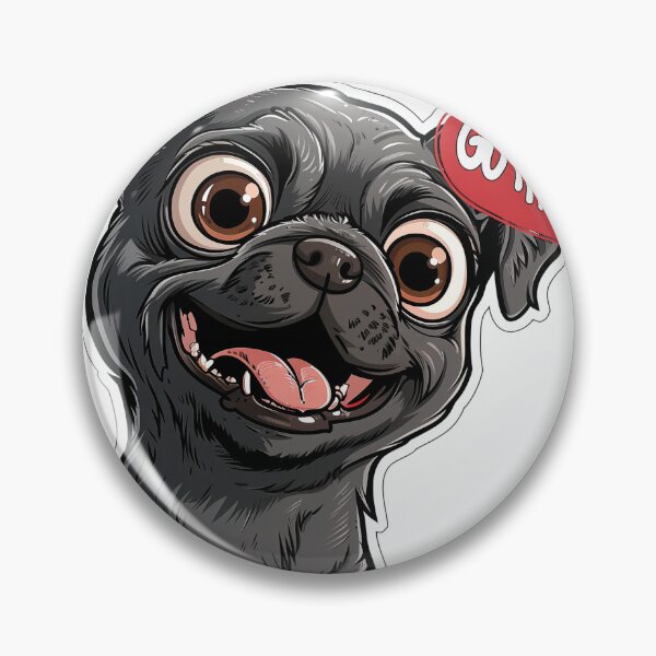 Item preview, Funny Peeking Pug "GOTCHA!" Meme Sticker designed and sold by NeonKinPrints.