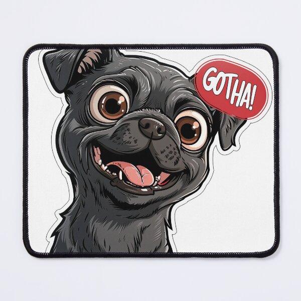 Item preview, Funny Peeking Pug "GOTCHA!" Meme Sticker designed and sold by NeonKinPrints.
