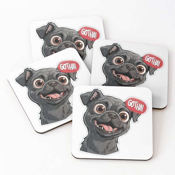 Item preview, Funny Peeking Pug "GOTCHA!" Meme Sticker designed and sold by NeonKinPrints.