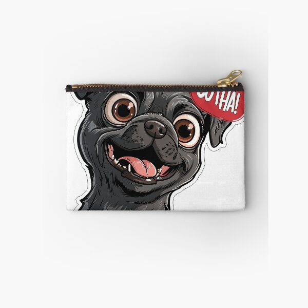 Item preview, Funny Peeking Pug "GOTCHA!" Meme Sticker designed and sold by NeonKinPrints.