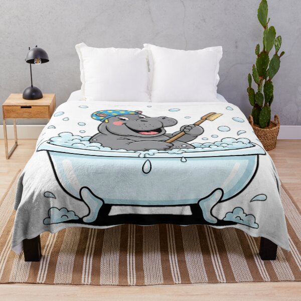 Item preview, Cute Hippo Taking a Bath - Funny Cartoon Hippopotamus in Bathtub Art designed and sold by Wild-way Art.