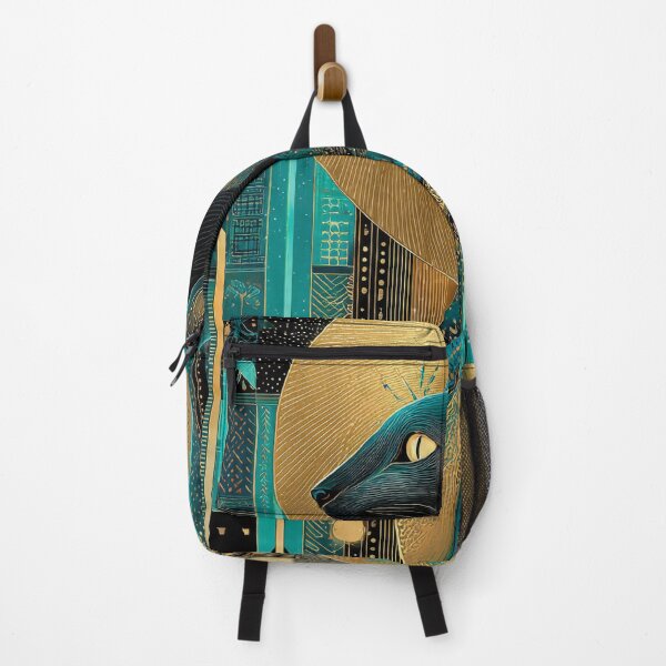 Item preview, Bastet Egyptian Goddess Art Deco Portrait - Teal and Gold designed and sold by Vintage Poster Gallery.