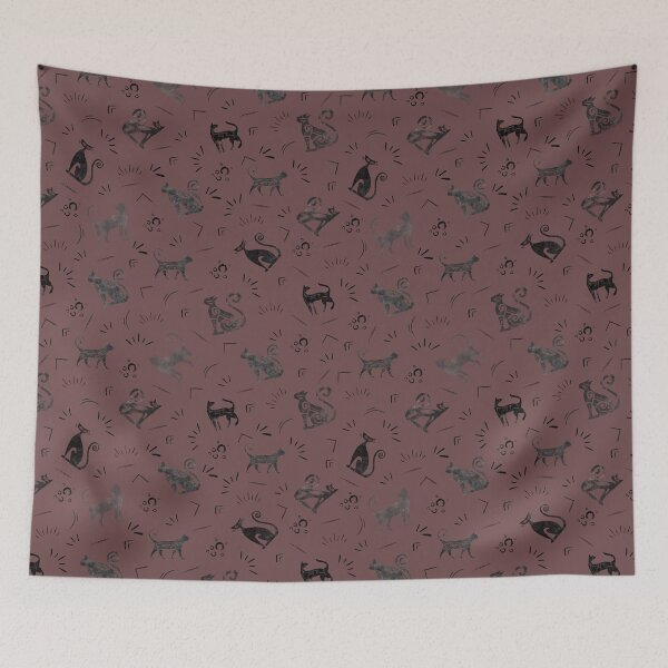 Item preview, Cave Art Cats on Dark Gray Red designed and sold by KSimpson838.