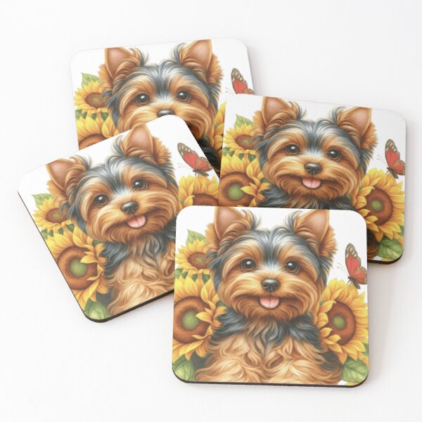 Item preview, Sweet Yorkie & Sunflowers Digital Art Brighten your world with this heartwarming portrait of a Yorkshire Terrier  designed and sold by Puppy Paws.