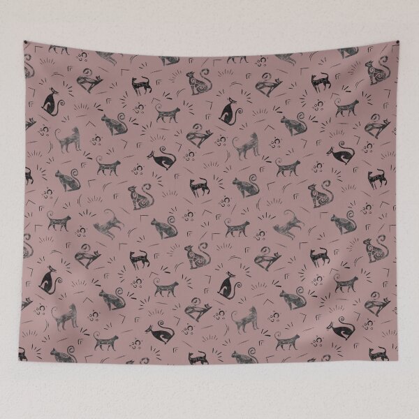 Item preview, Cave Art Cats on Dusty Gray Pink designed and sold by KSimpson838.