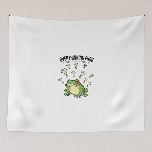 Item preview, frog doing human things: overthinking everything deeply designed and sold by BorenStore.
