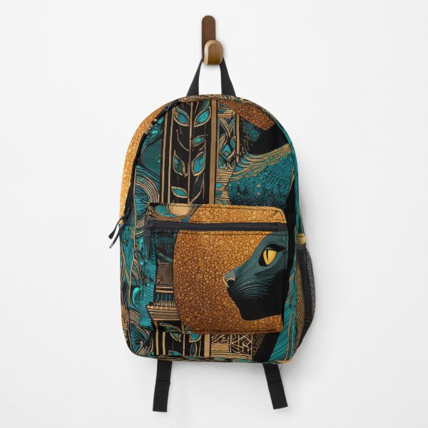Item preview, Bastet Egyptian Goddess Art Deco Portrait - Teal and Gold designed and sold by Vintage Poster Gallery.