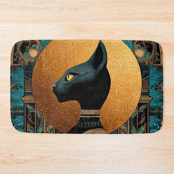 Item preview, Bastet Egyptian Goddess Art Deco Portrait - Teal and Gold designed and sold by Vintage Poster Gallery.