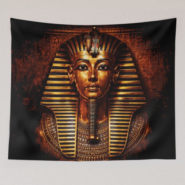 Item preview, Golden Tutankhamun Mask | Ancient Egyptian Pharaoh Art designed and sold by GulfSignature.