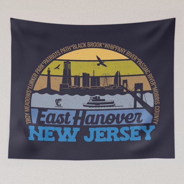 Item preview, East Hanover New Jersey Sunset Retro Vintage Local Pride Logo designed and sold by CRHPOD20.