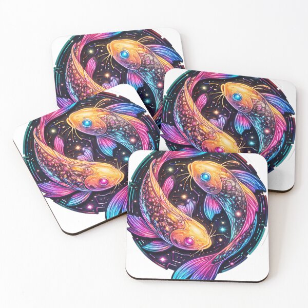Item preview, Neon Galaxy Koi Fish Yin Yang Sticker – Cyberpunk Cosmic Japanese Fish Art designed and sold by Saturnspx.