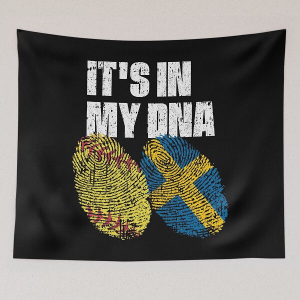 Item preview, IT'S IN MY DNA Softball - Sweden Flag Fingerprint  designed and sold by CosmoKitsch.