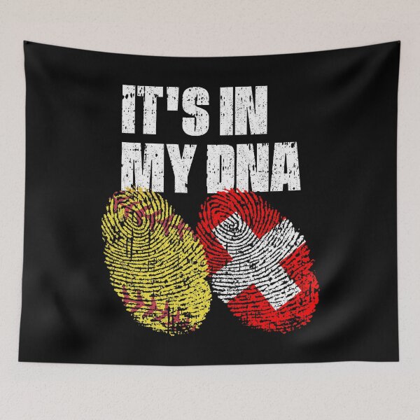 Item preview, IT'S IN MY DNA Softball - Switzerland Flag Fingerprint  designed and sold by CosmoKitsch.