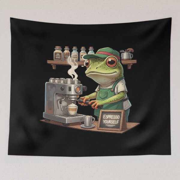 Item preview, Funny Frog Barista Espresso Yourself Coffee Art designed and sold by Silent Watch Threads..
