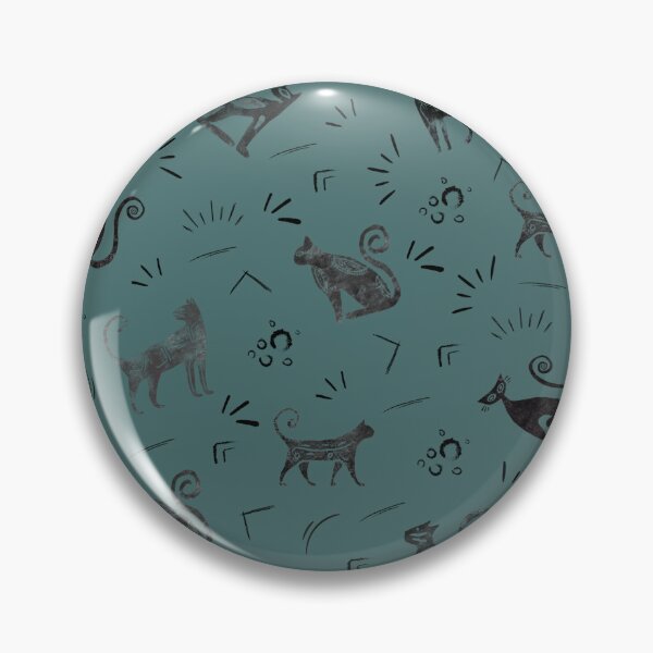 Item preview, Cave Art Cats on Dark Gray Cyan designed and sold by KSimpson838.