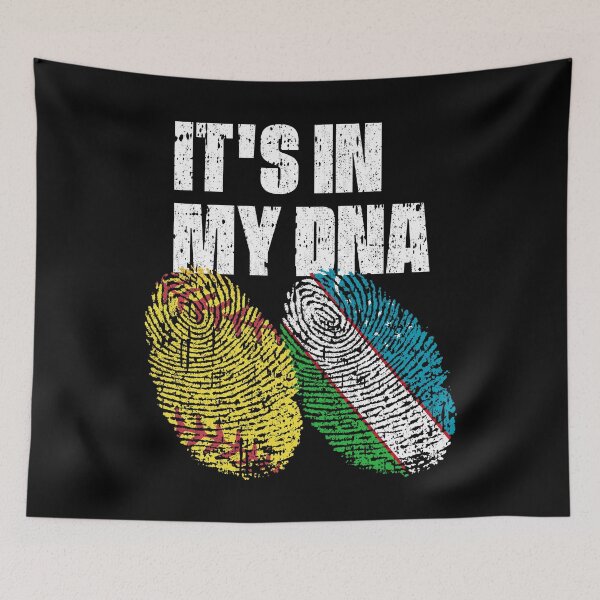 Item preview, IT'S IN MY DNA Softball - Uzbekistan Flag Fingerprint  designed and sold by CosmoKitsch.