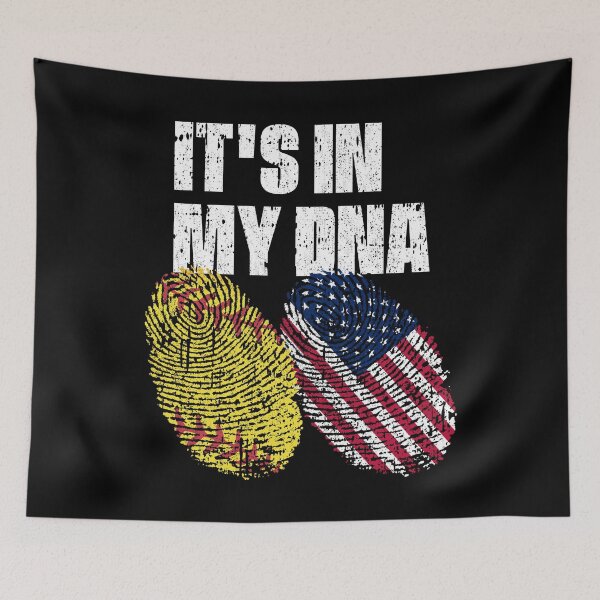 Item preview, IT'S IN MY DNA Softball - United States Flag Fingerprint  designed and sold by CosmoKitsch.