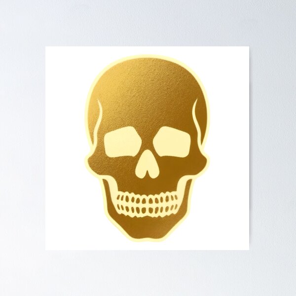 Item preview, Golden skull icon with metallic texture and bold design designed and sold by Creative88Art.