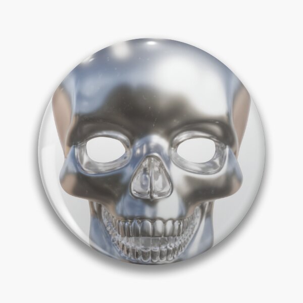 Artikelvorschau, Glänzender silberner Totenkopf mit reflektierender Oberfläche und offenen Augen entworfen und verkauft von Creative88Art.