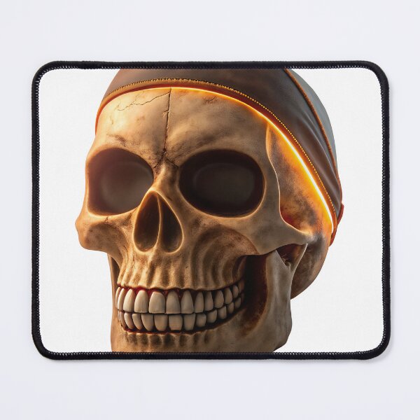 Item preview, Glowing skull wearing brown leather headband with orange light designed and sold by Creative88Art.